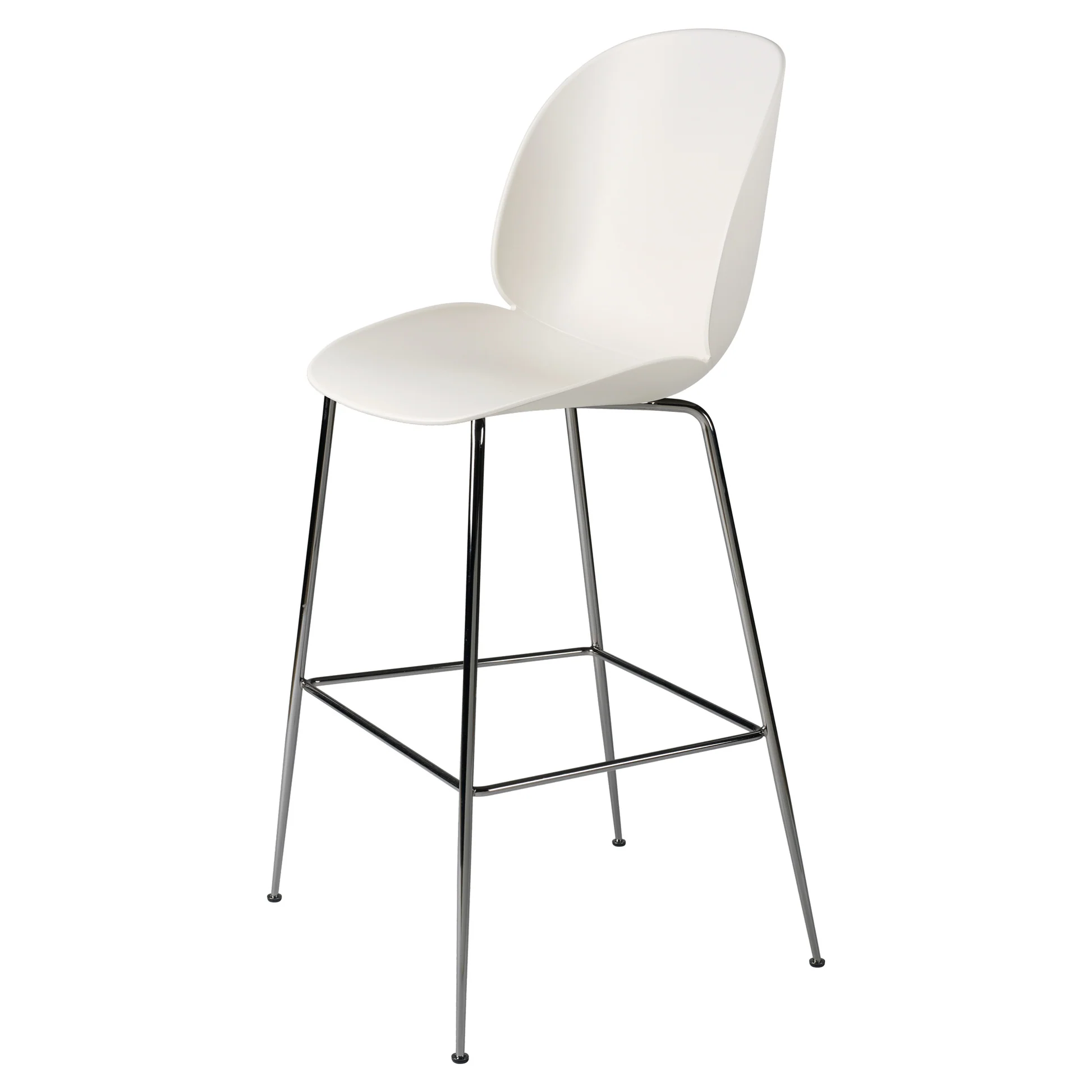 Beetle Unupholstered Bar Chair - Alabaster White, Black Chrome