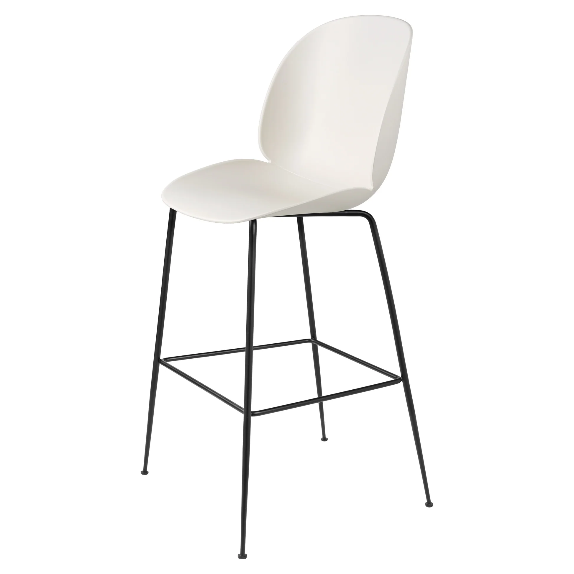 Beetle Unupholstered Bar Chair - Alabaster White, Black Matte