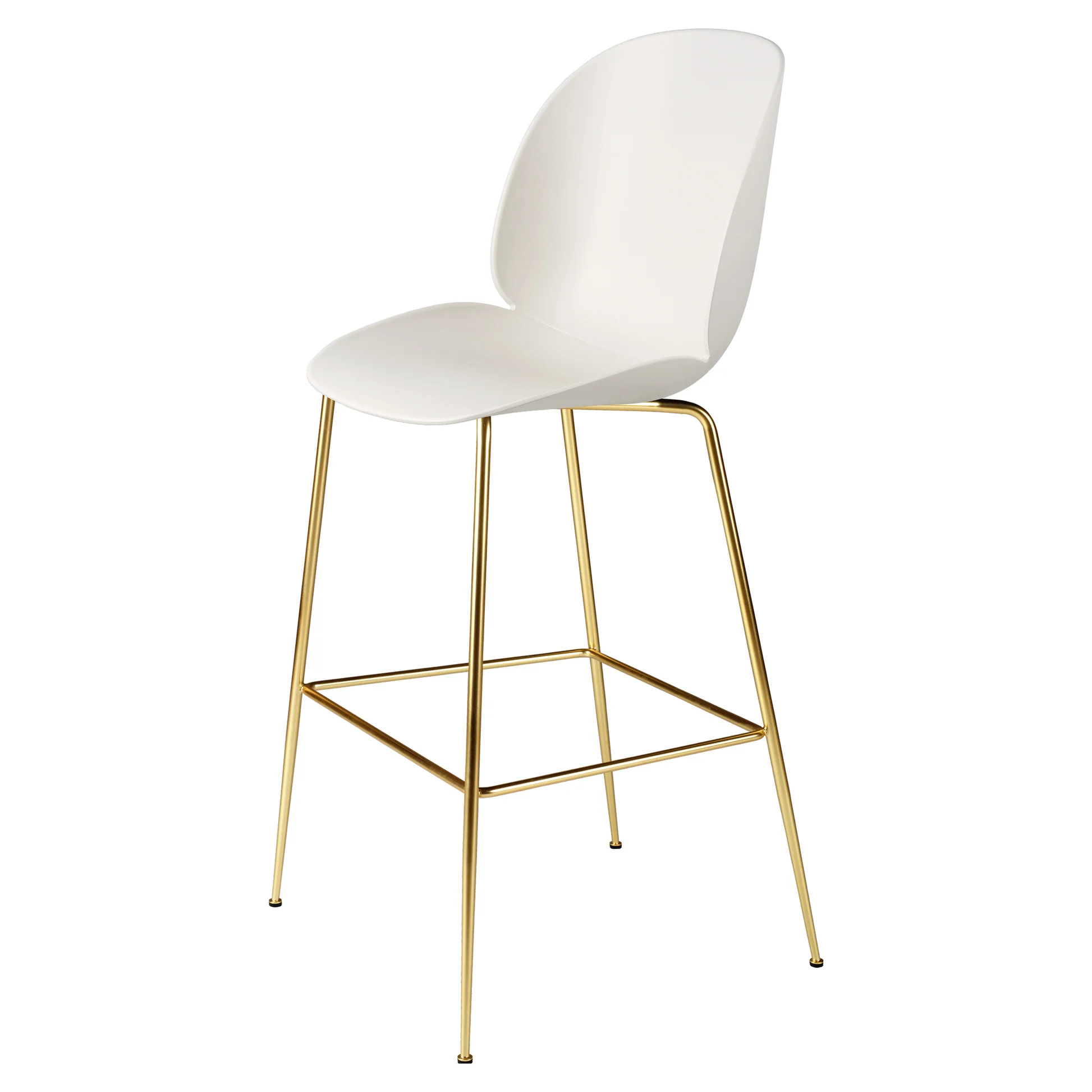 Beetle Unupholstered Bar Chair - Alabaster White, Brass Semi Matte