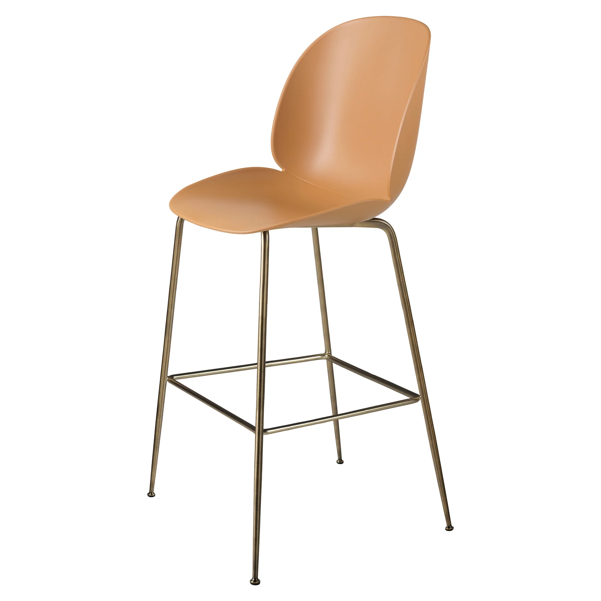 Beetle Unupholstered Bar Chair - Amber Brown, Antique Brass Base