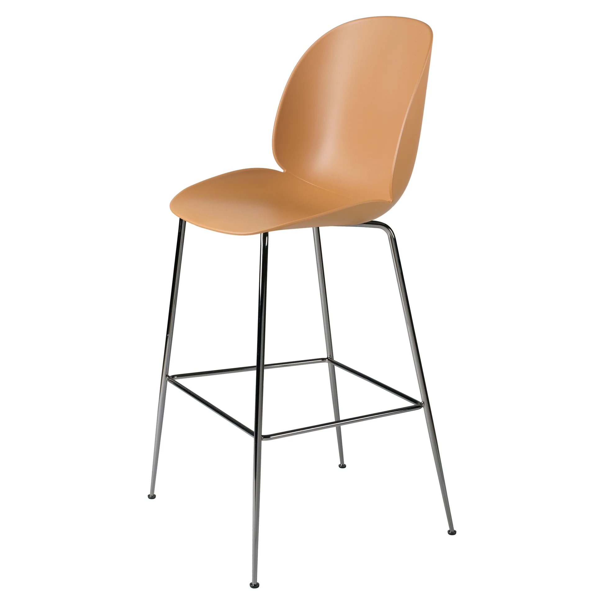 Beetle Unupholstered Bar Chair - Amber Brown, Black Chrome Base
