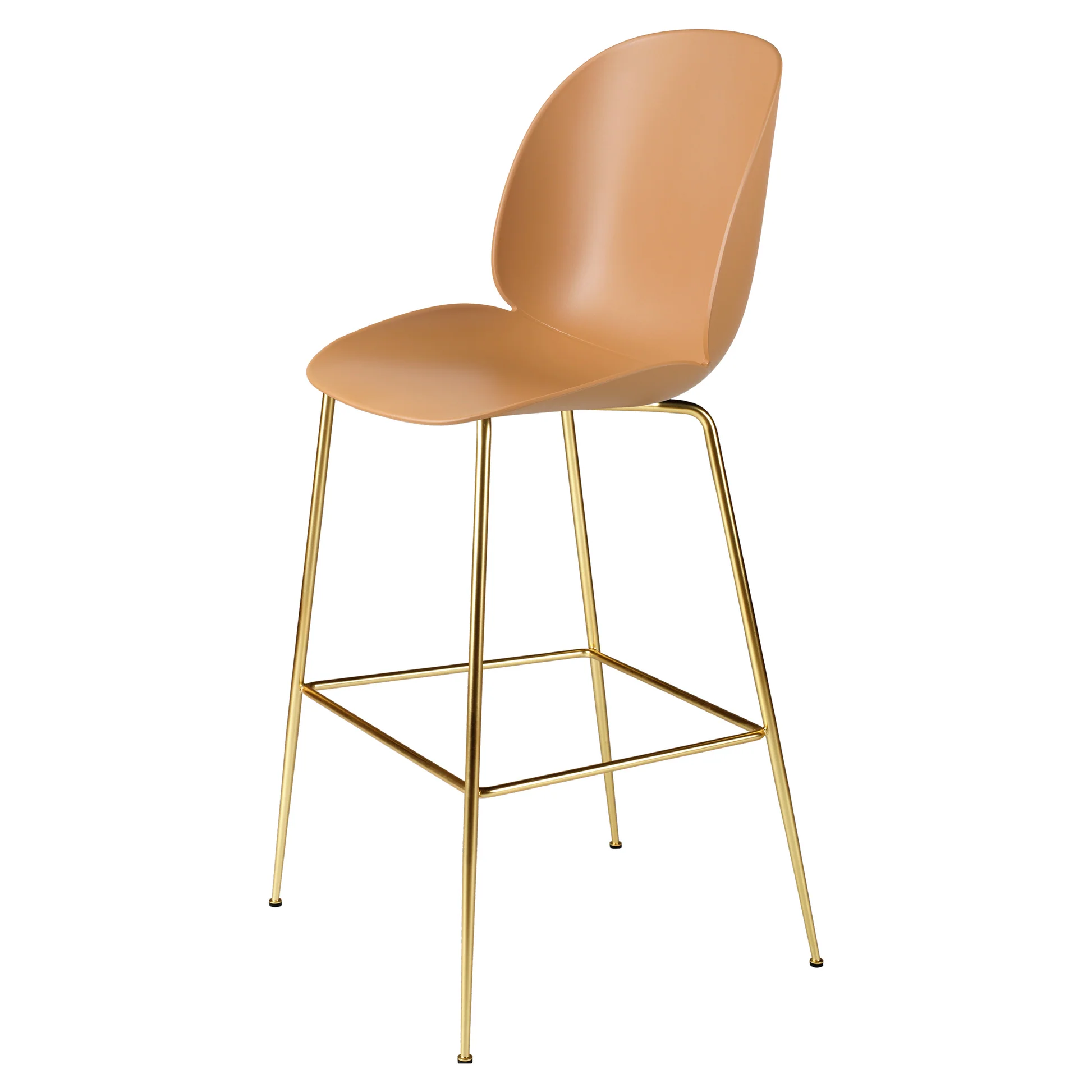 Beetle Unupholstered Bar Chair - Amber Brown, Brass Semi Matte Base