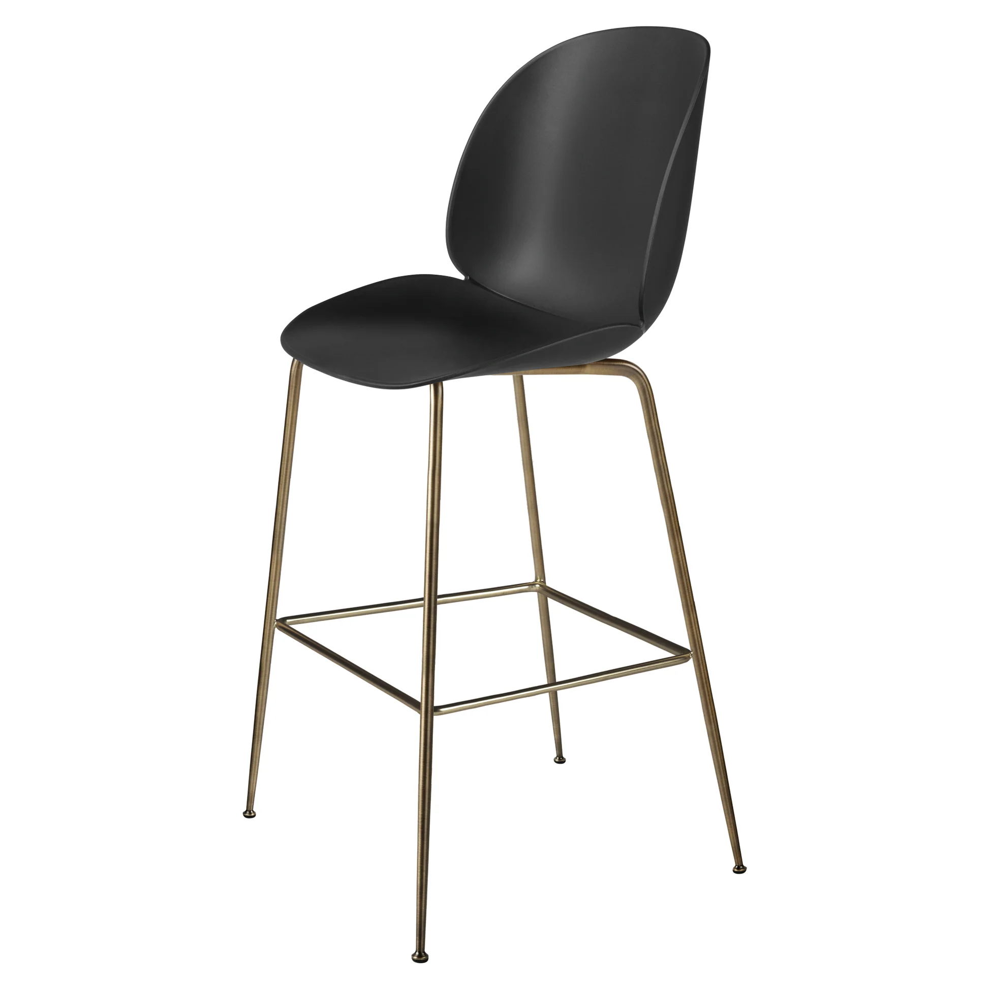 Beetle Unupholstered Bar Chair - Black, Antique Brass Base