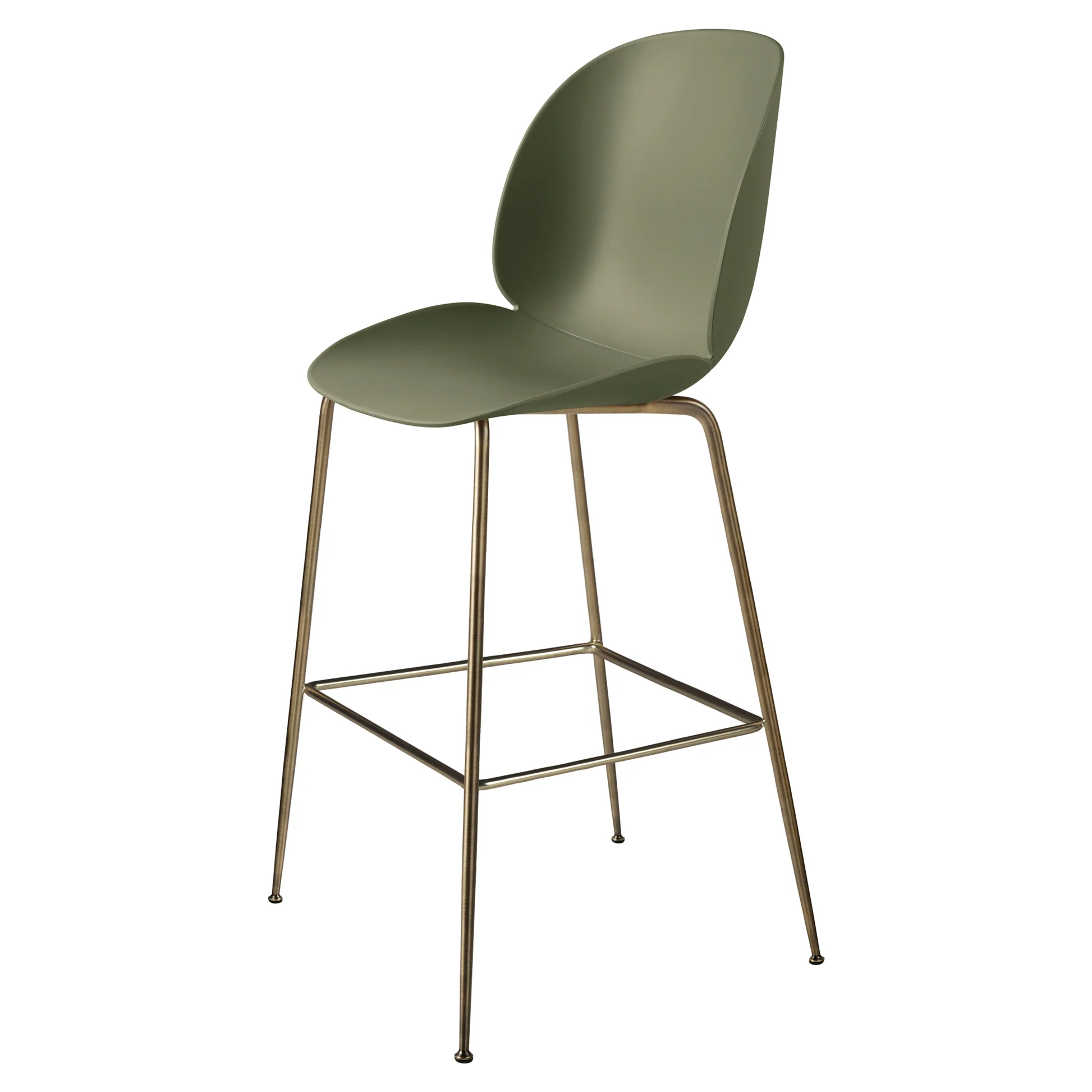 Beetle Unupholstered Bar Chair - Fern Green, Antique Brass Base