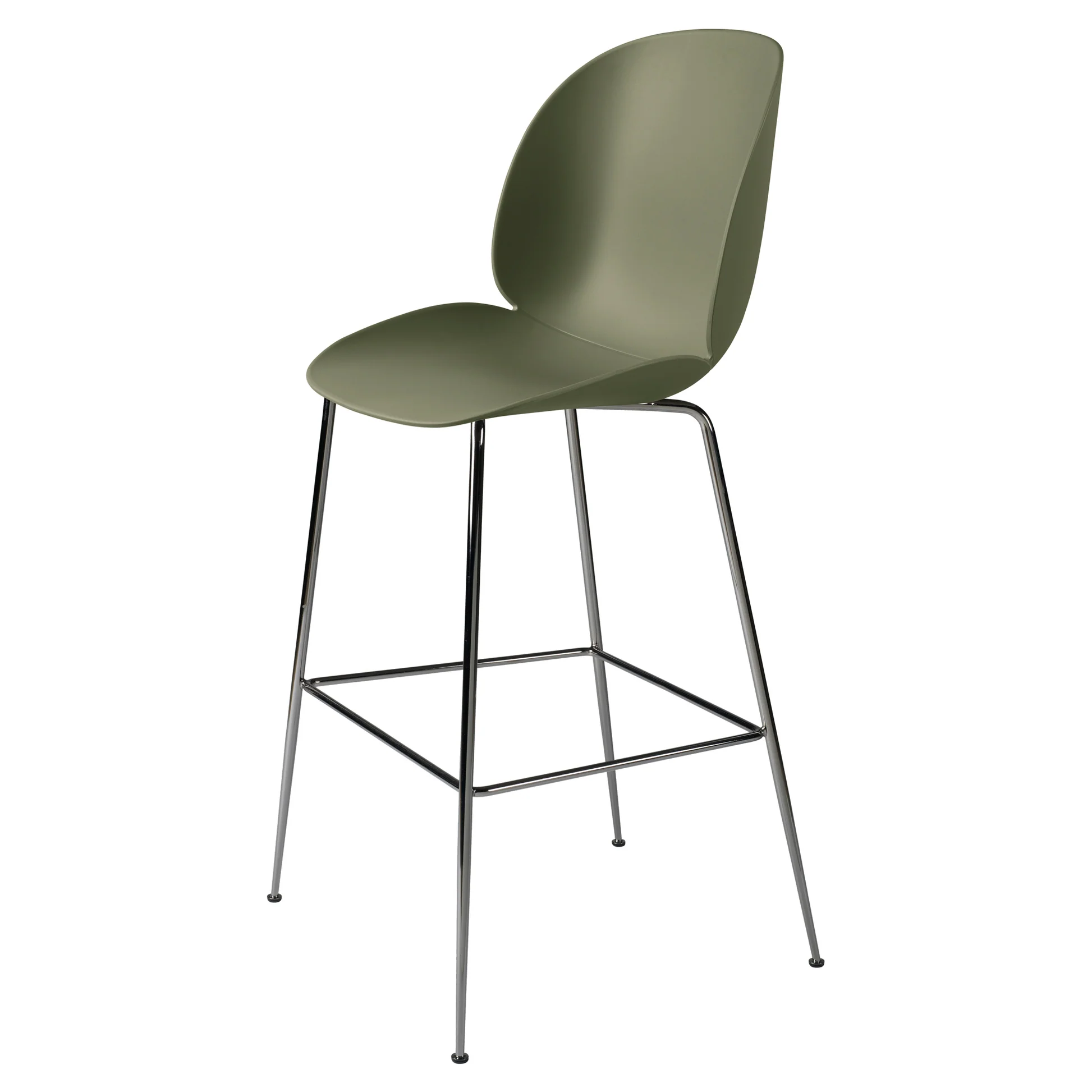 Beetle Unupholstered Bar Chair - Fern Green, Black Chrome Base