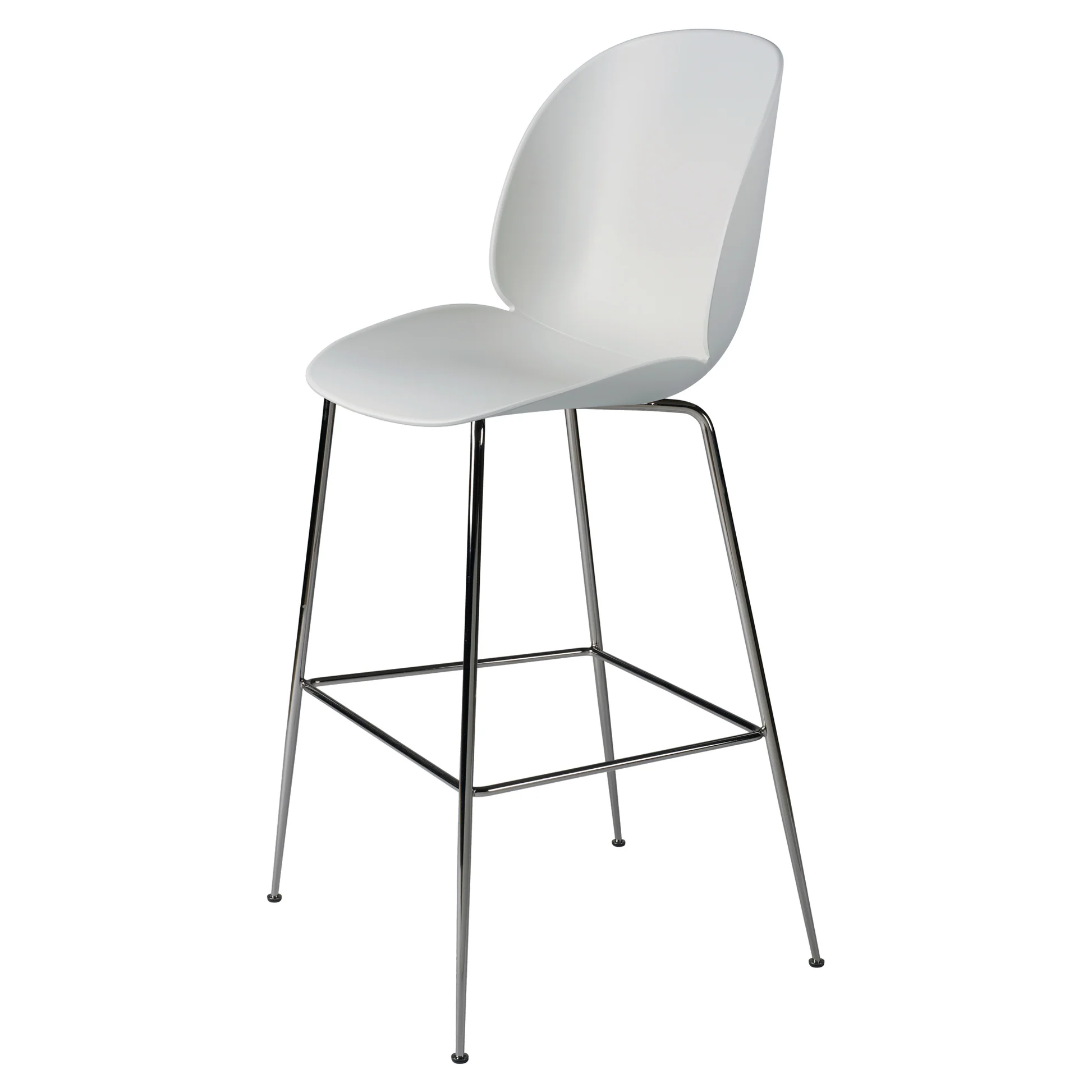 Beetle Unupholstered Bar Chair - Lunar Gray, Black Chrome Base
