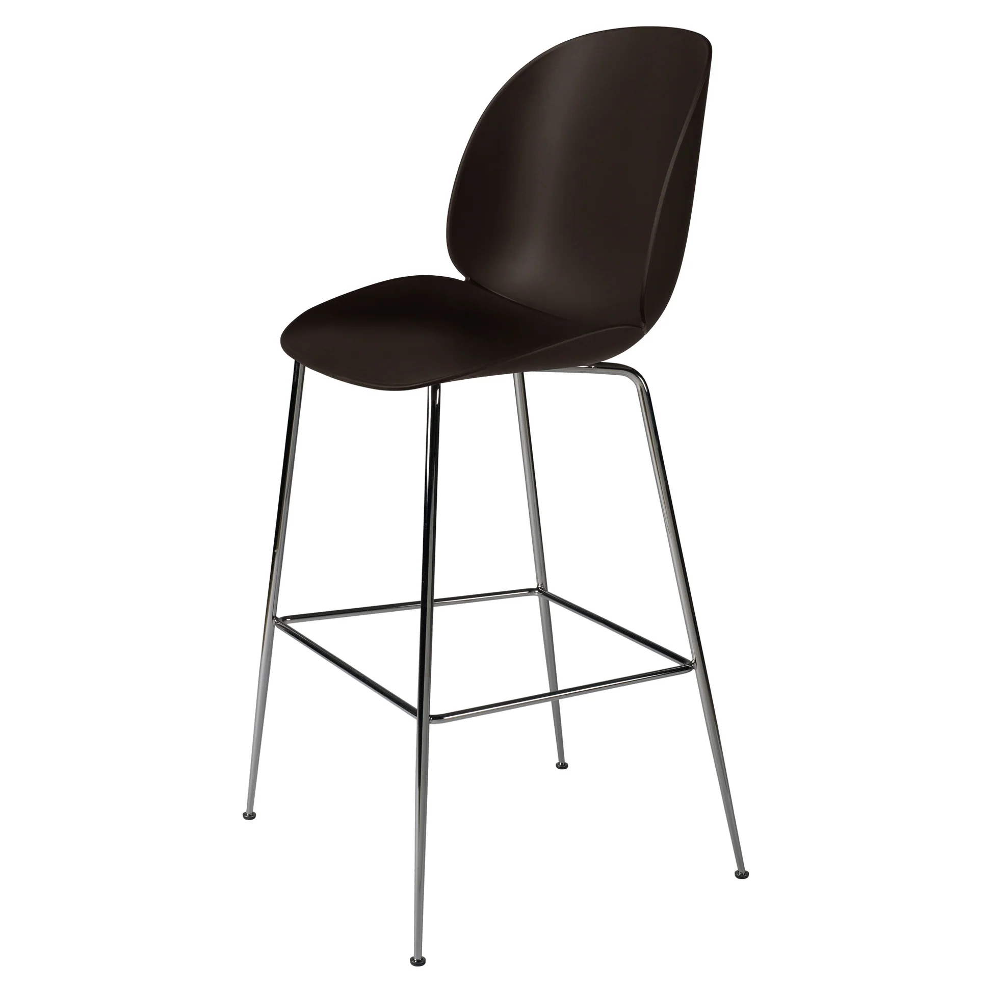 Beetle Unupholstered Bar Chair - Mocha Brown, Black Chrome Base