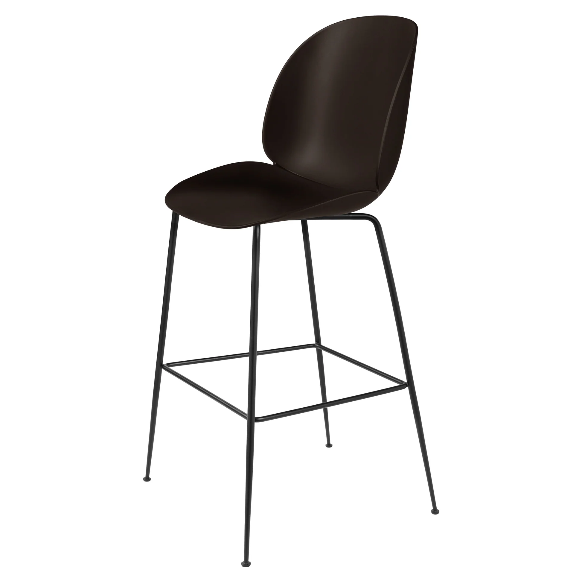 Beetle Unupholstered Bar Chair - Mocha Brown, Black Matte Base