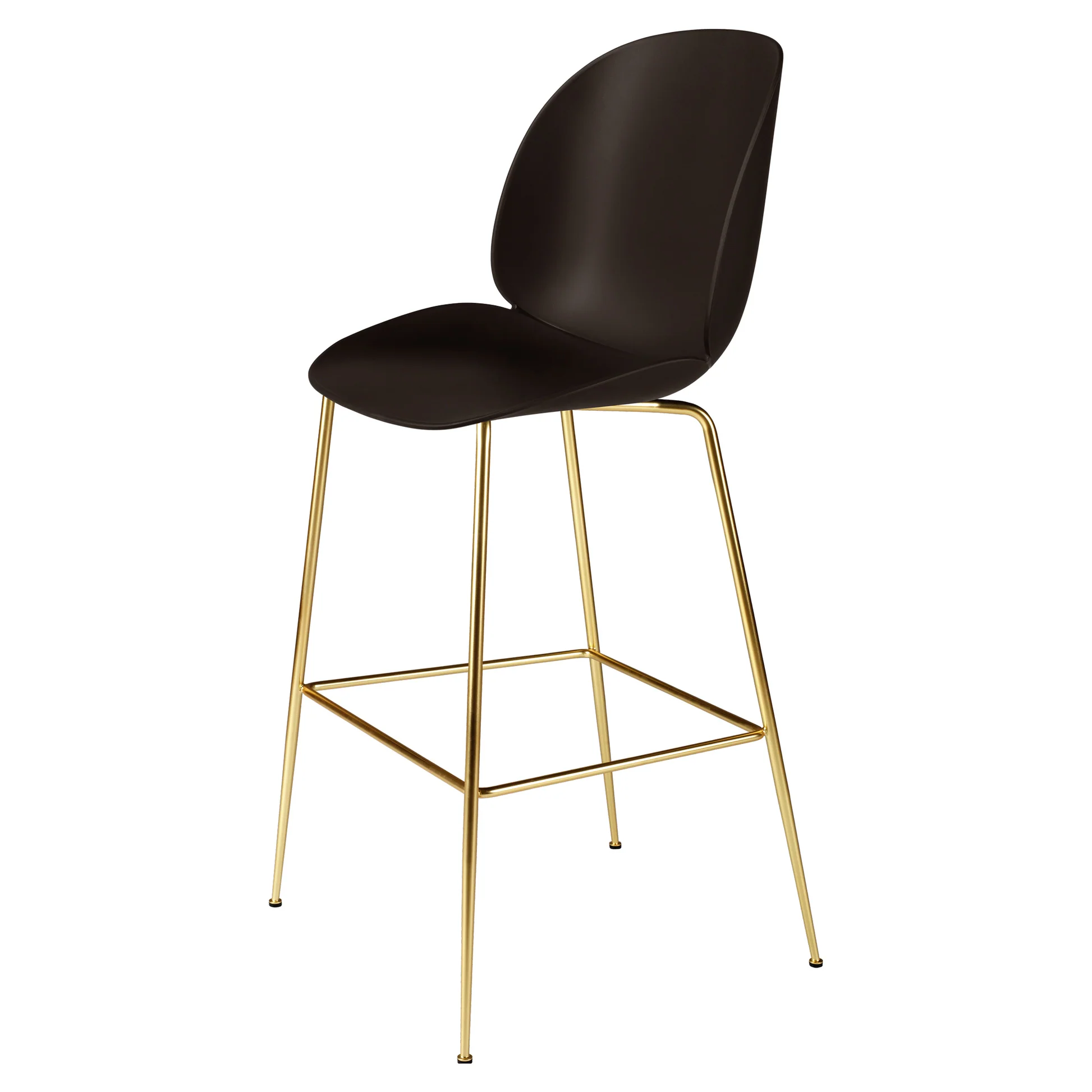 Beetle Unupholstered Bar Chair - Mocha Brown, Brass Semi Matte Base