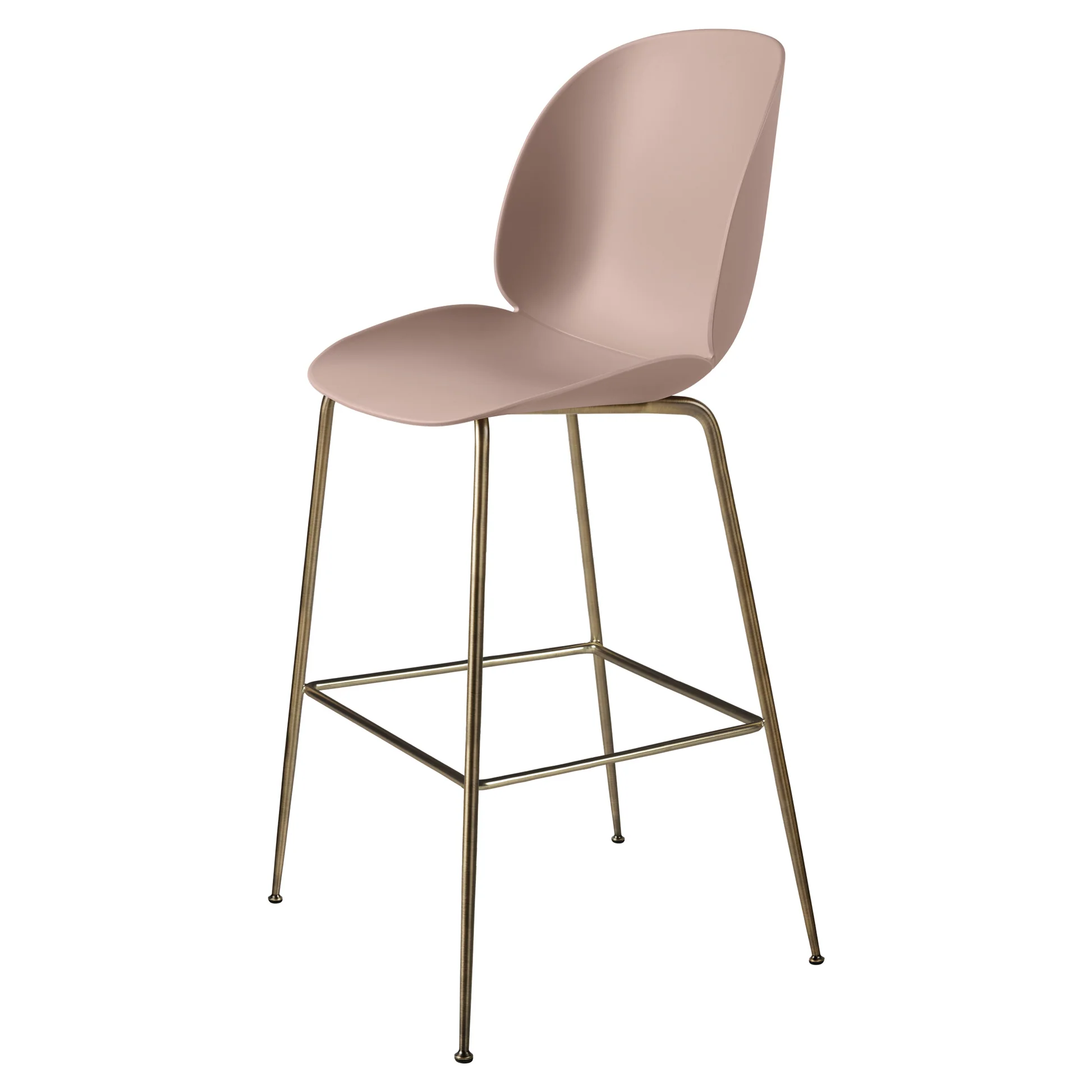 Beetle Unupholstered Bar Chair - Sweet Pink, Antique Brass Base