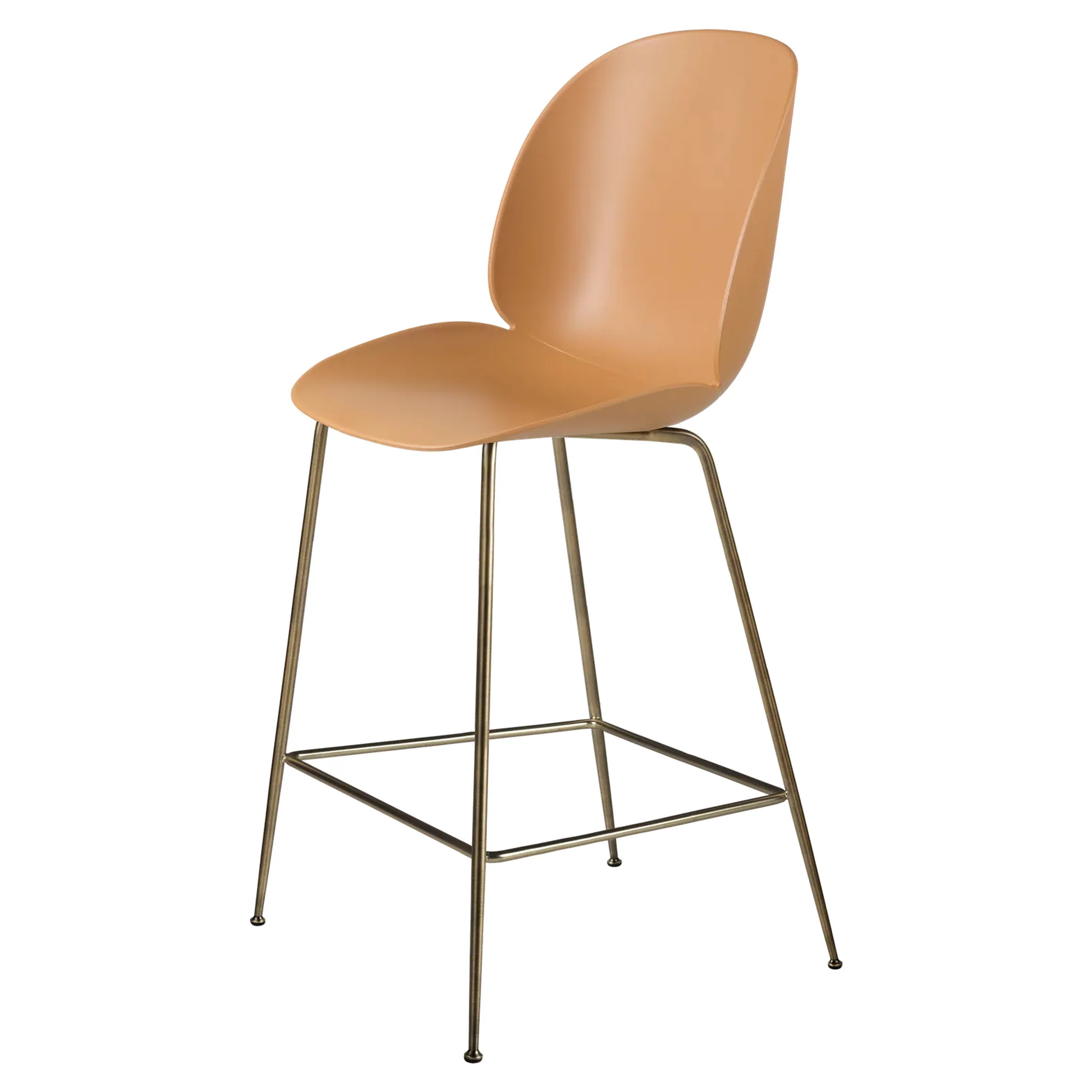 Beetle Unupholstered Counter Chair - Amber Brown, Antique Brass Base