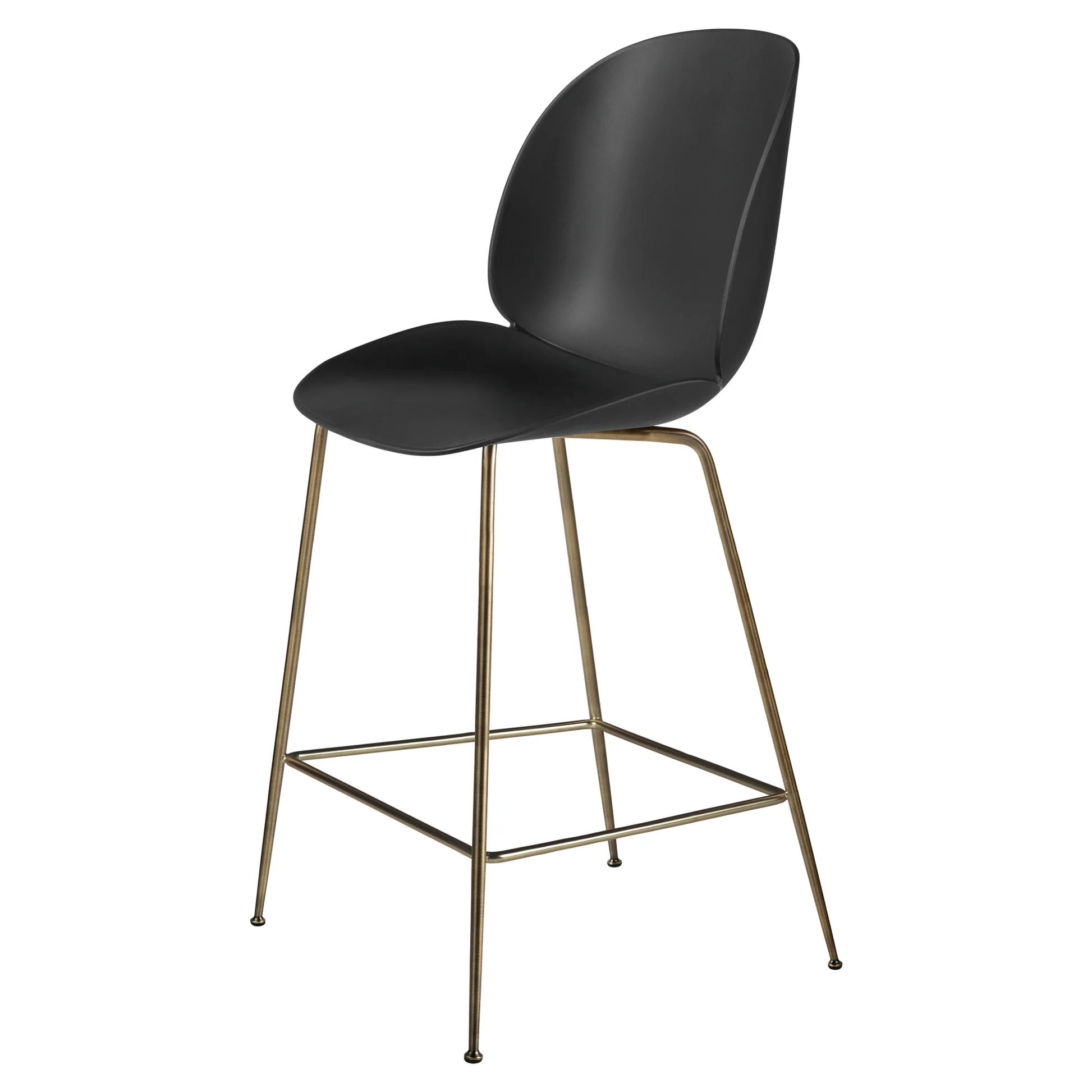 Beetle Unupholstered Counter Chair - Black, Antique Brass Base