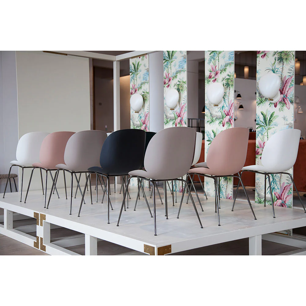 Beetle Unupholstered Dining Chair - Alabaster White, Black Chrome Base - Image 4