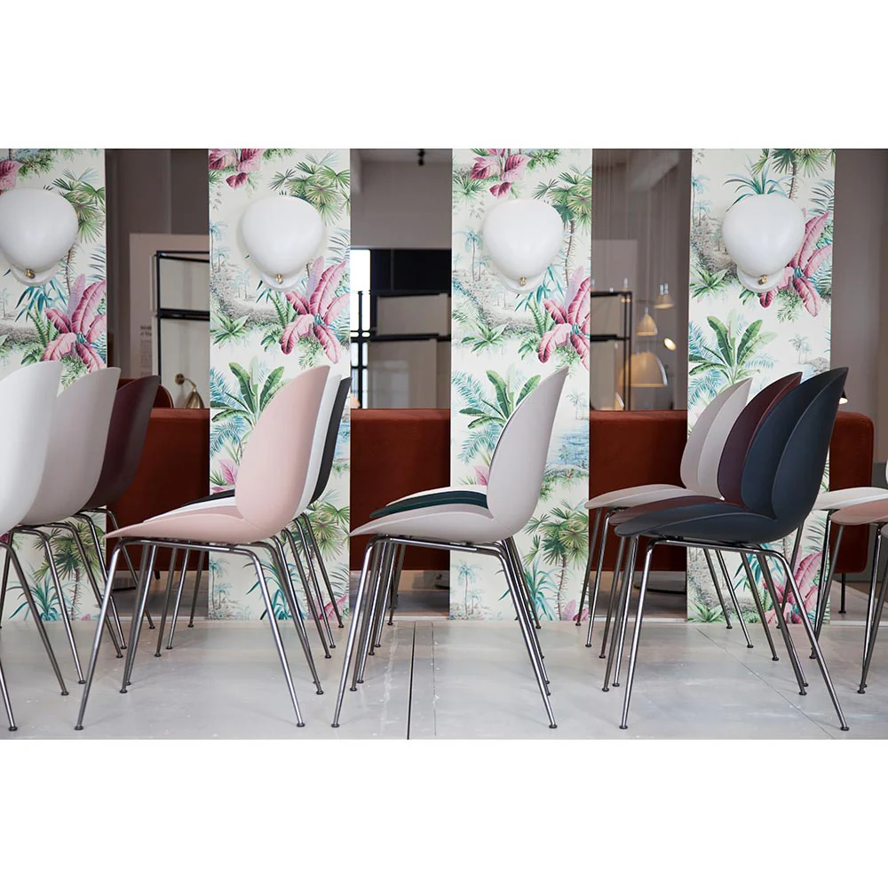 Beetle Unupholstered Dining Chair - Alabaster White, Chrome Base - Image 3