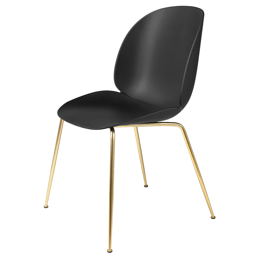 Beetle Unupholstered Dining Chair - Black, Brass Base