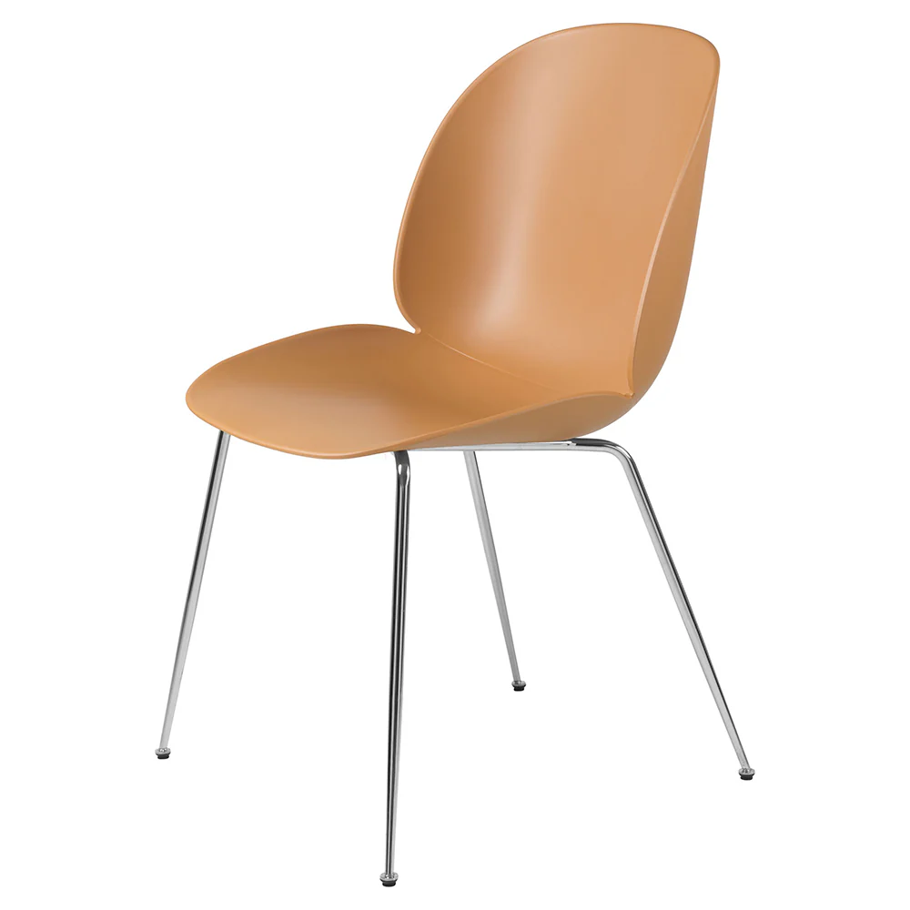 Beetle Unupholstered Dining Chair - Amber Brown, Chrome Base
