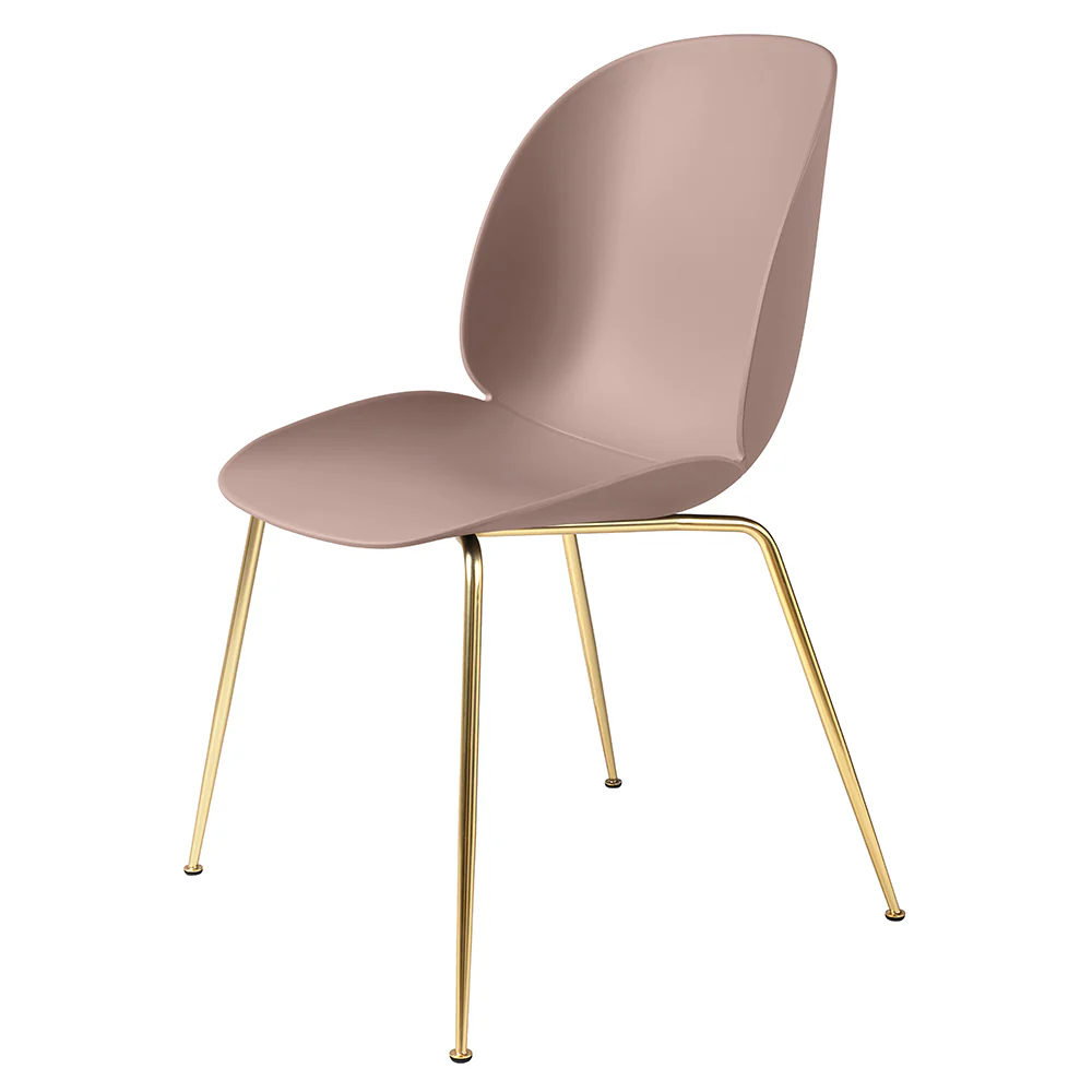 Beetle Unupholstered Dining Chair - Sweet Pink, Brass Base