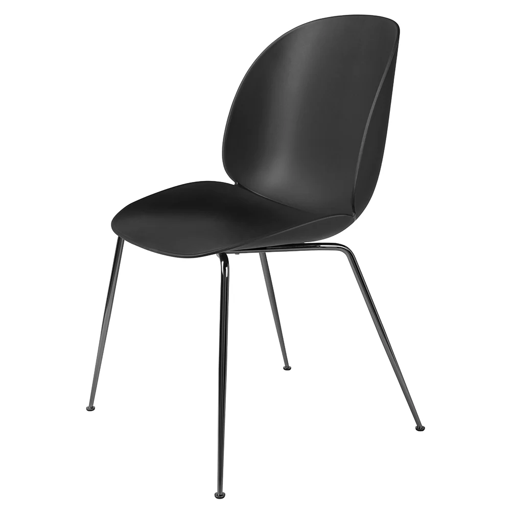Beetle Unupholstered Dining Chair - Black, Black Chrome Base