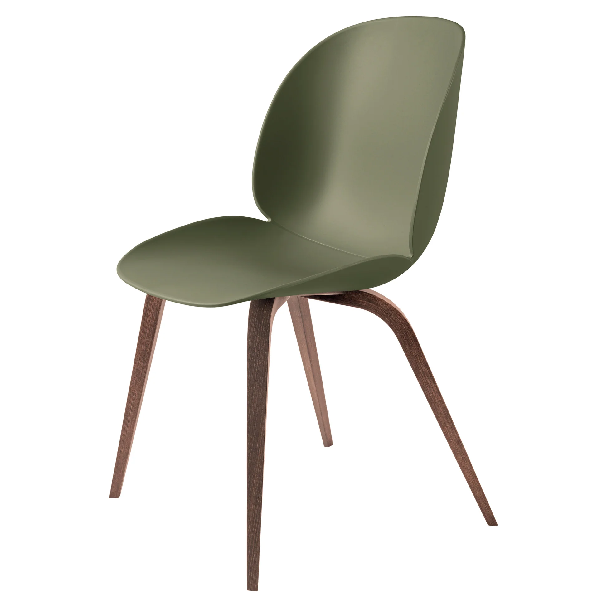 Beetle Unupholstered Dining Chair - Fern Green, American Walnut Matte Lacquered