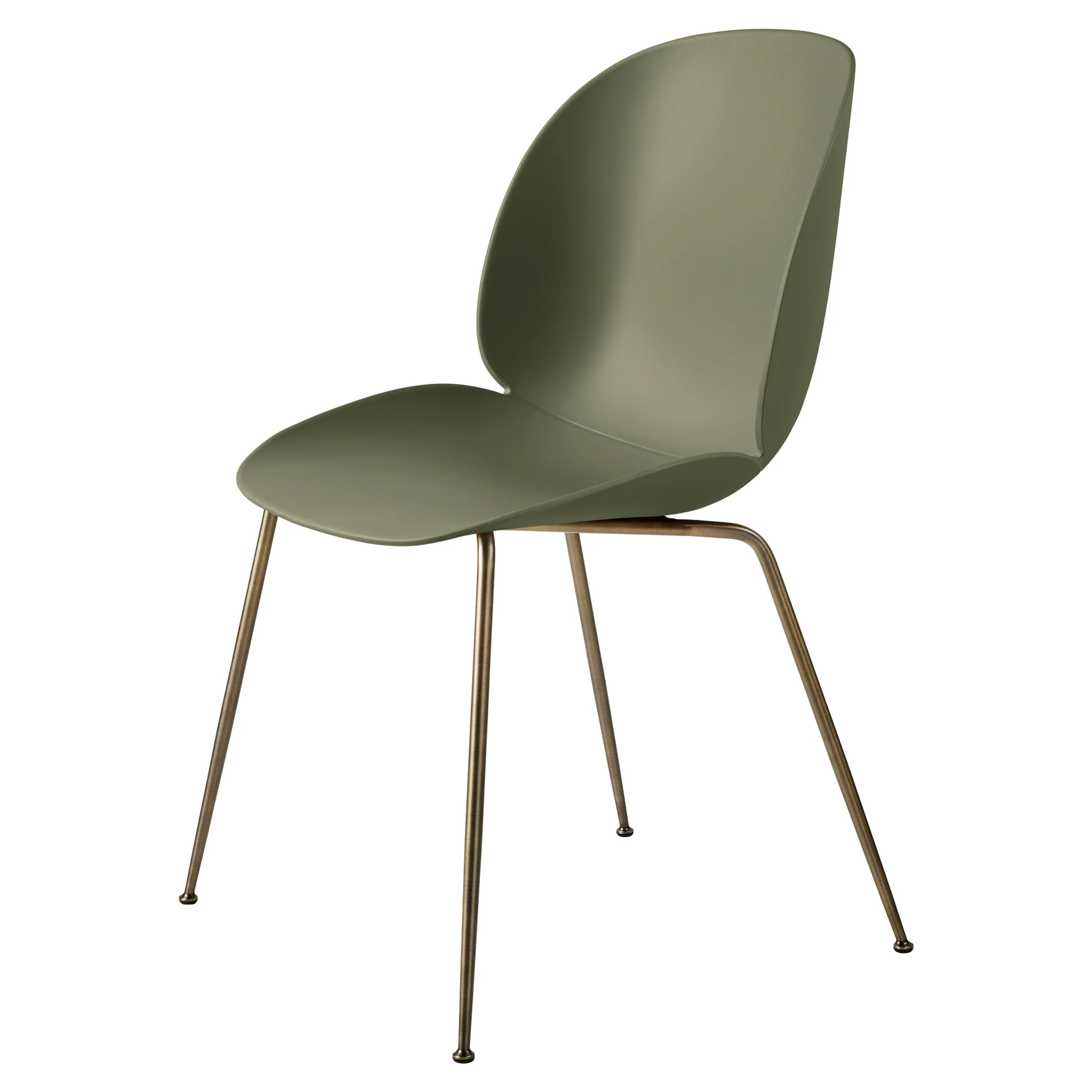 Beetle Unupholstered Dining Chair - Fern Green, Antique Brass Base