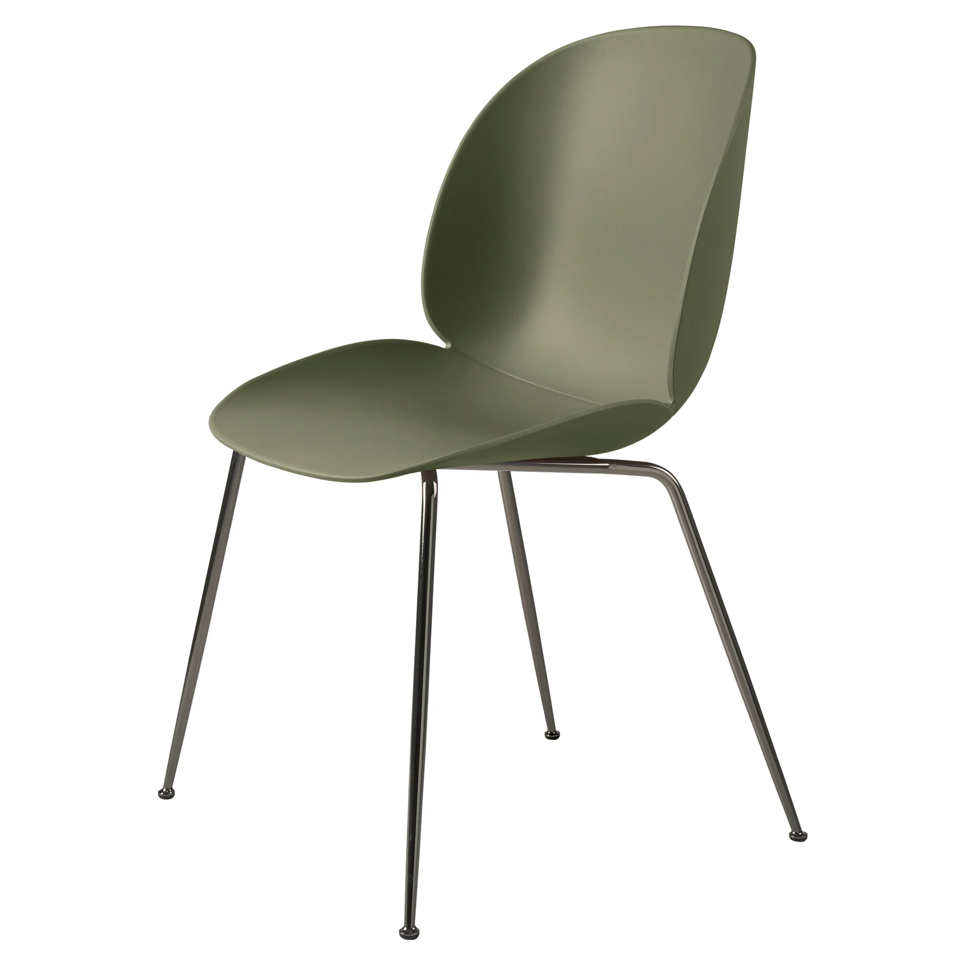 Beetle Unupholstered Dining Chair - Fern Green, Black Chrome Base