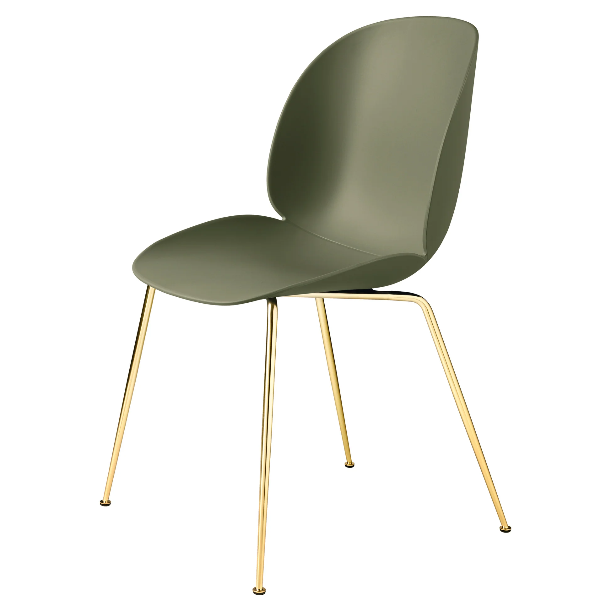 Beetle Unupholstered Dining Chair - Fern Green, Brass Semi Matte Base