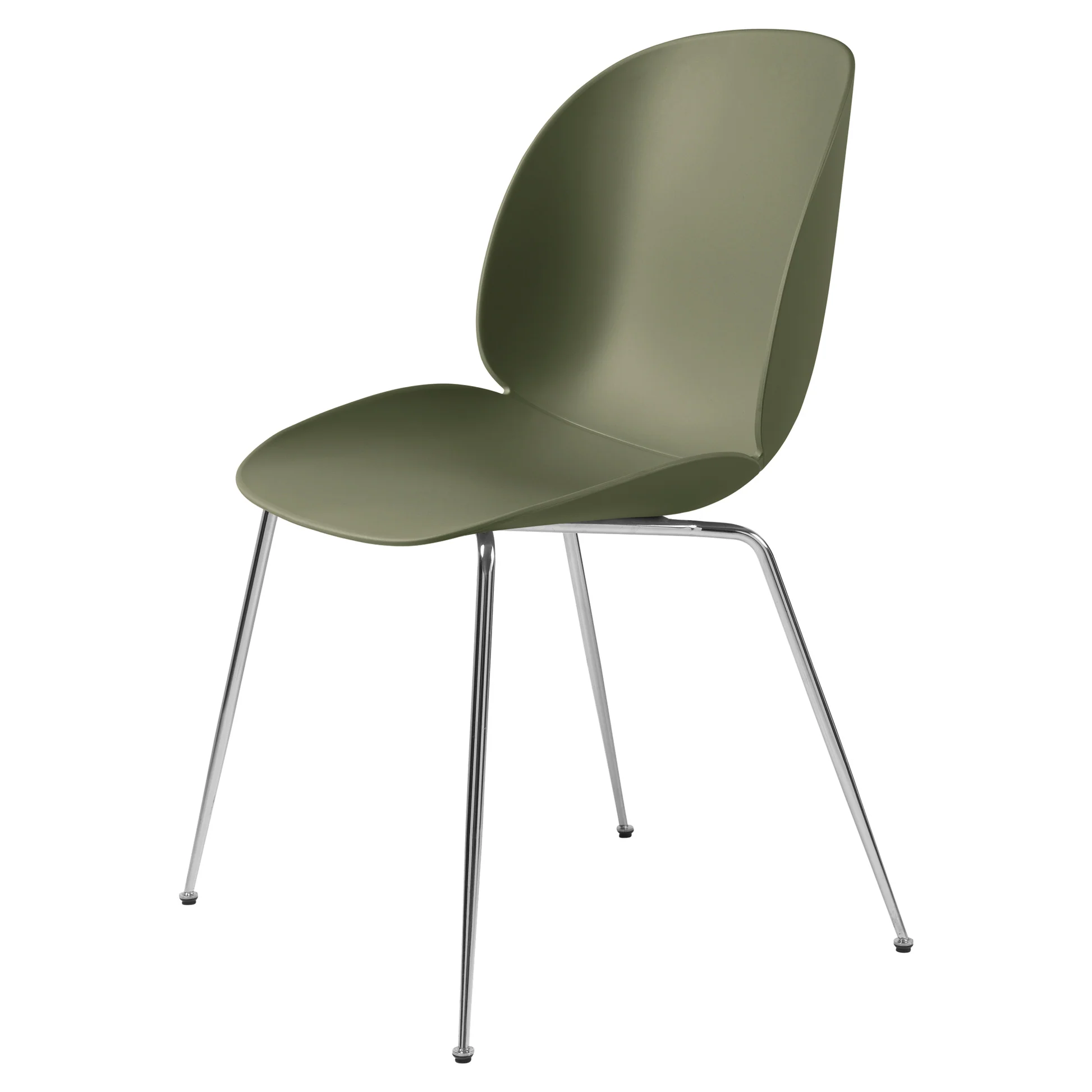 Beetle Unupholstered Dining Chair - Fern Green, Chrome Base