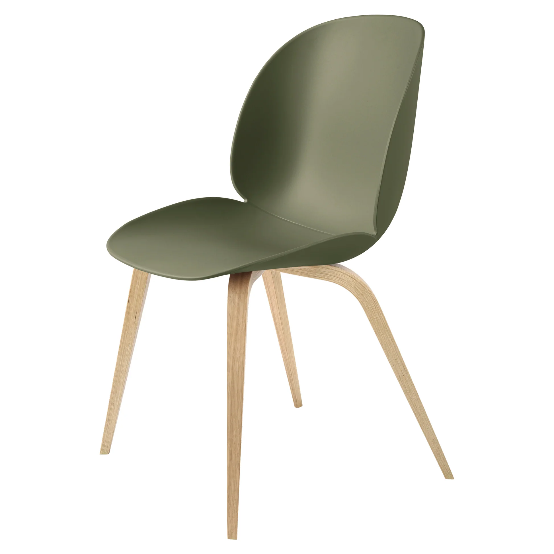 Beetle Unupholstered Dining Chair - Fern Green, Oak Semi Matte Lacquered