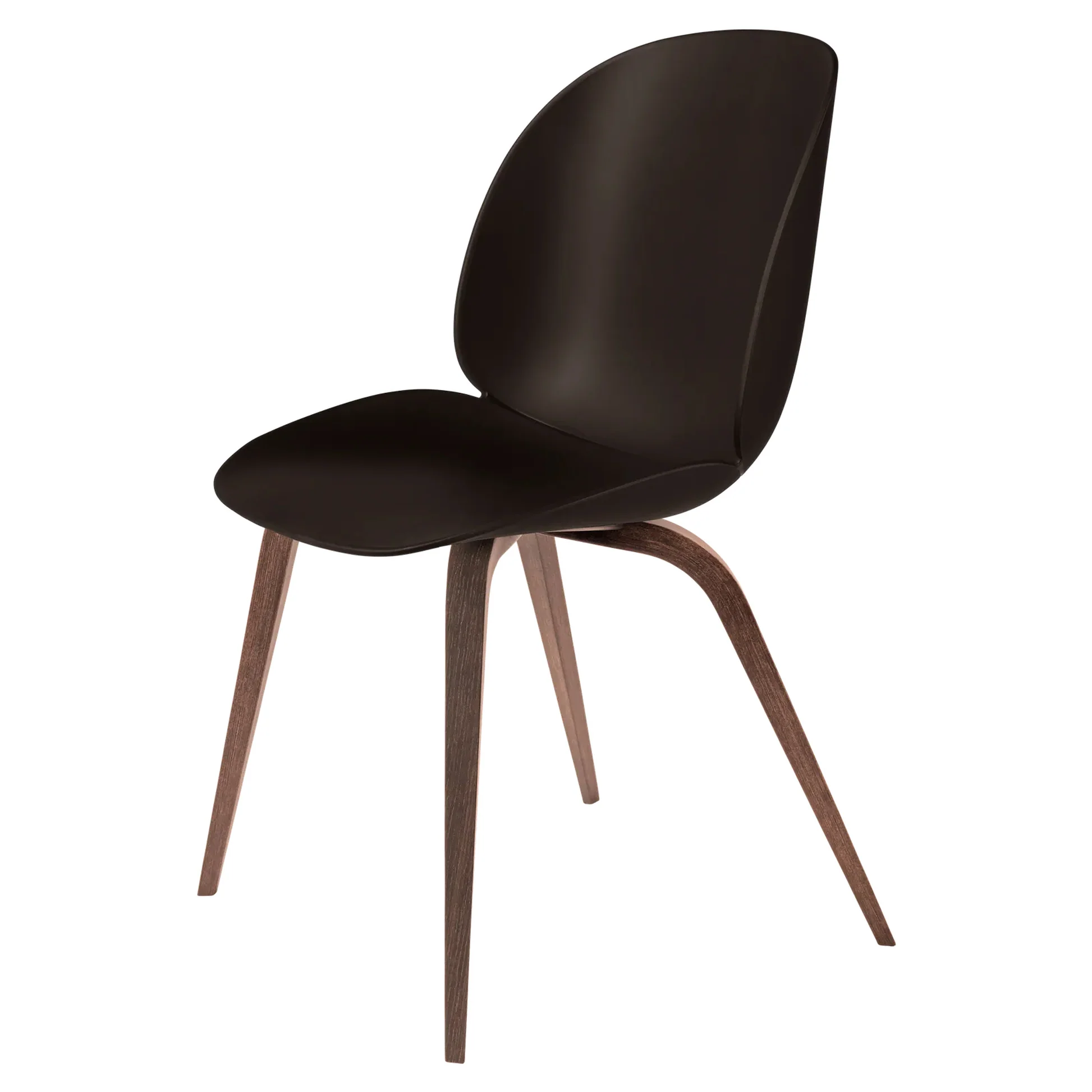 Beetle Unupholstered Dining Chair - Mocha Brown, American Walnut Matte Lacquered Base