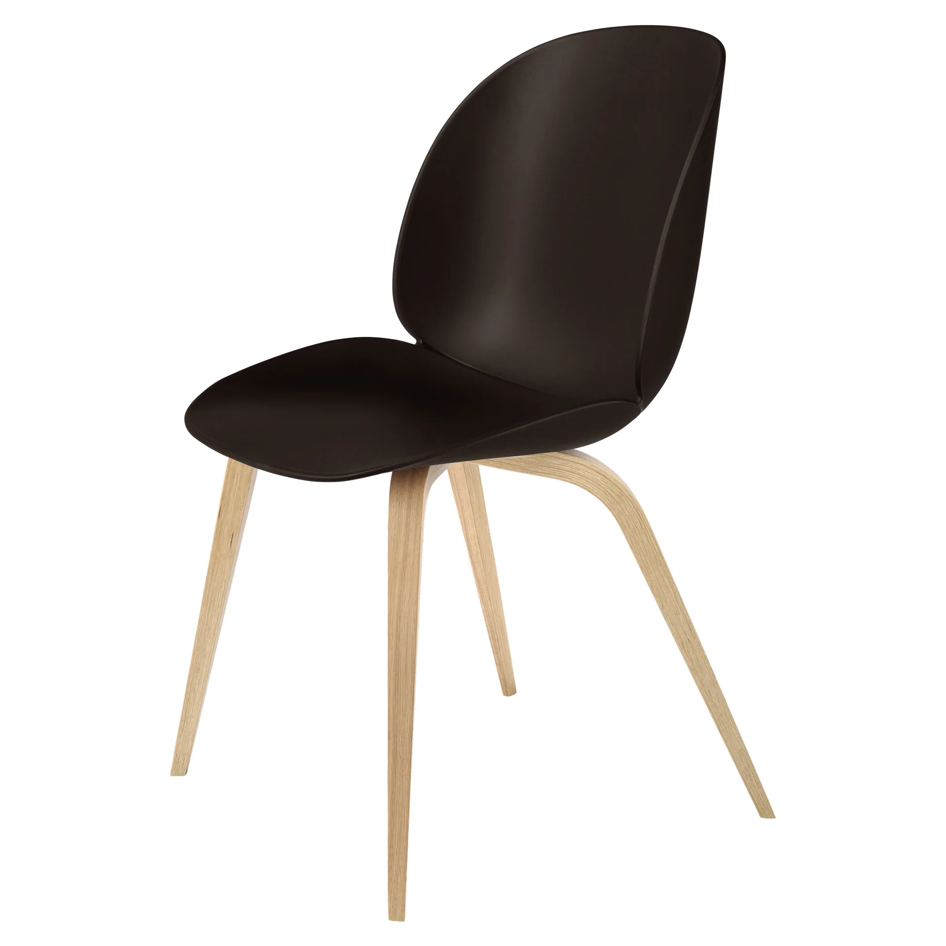 Beetle Unupholstered Dining Chair - Mocha Brown, Oak Semi Matte Lacquered Base