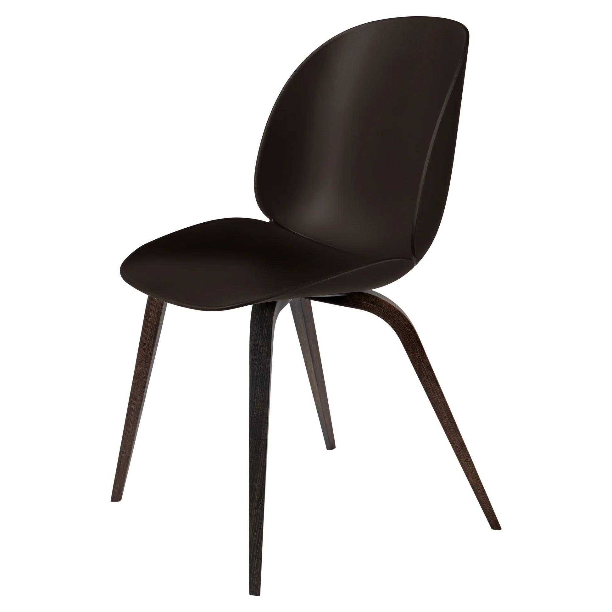 Beetle Unupholstered Dining Chair - Mocha Brown, Smoked Oak Matte Lacquered Base