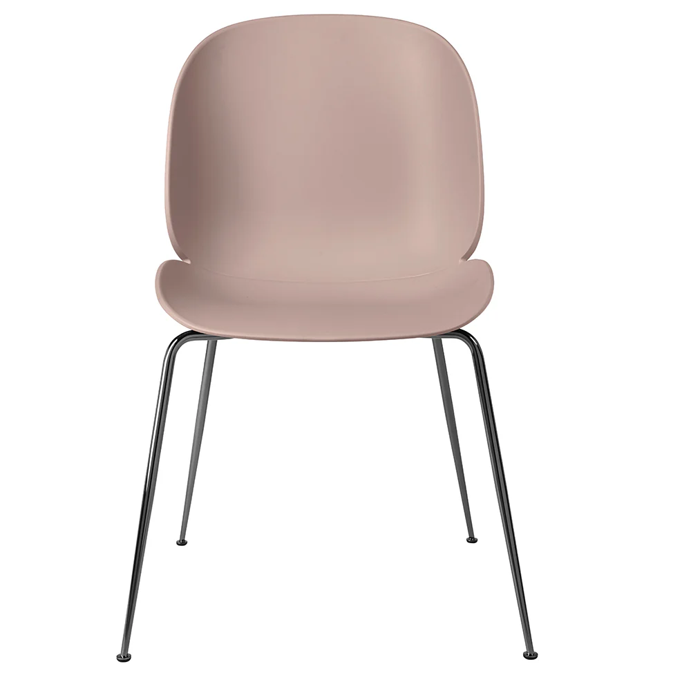 Beetle Unupholstered Dining Chair - Sweet Pink, Black Chrome Base - Image 2
