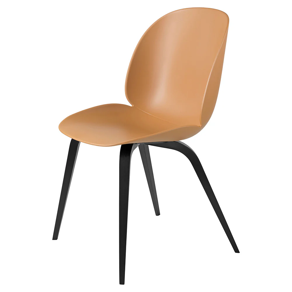 Beetle Unupholstered Dining Chair - Amber Brown, Black Stained Beech Base