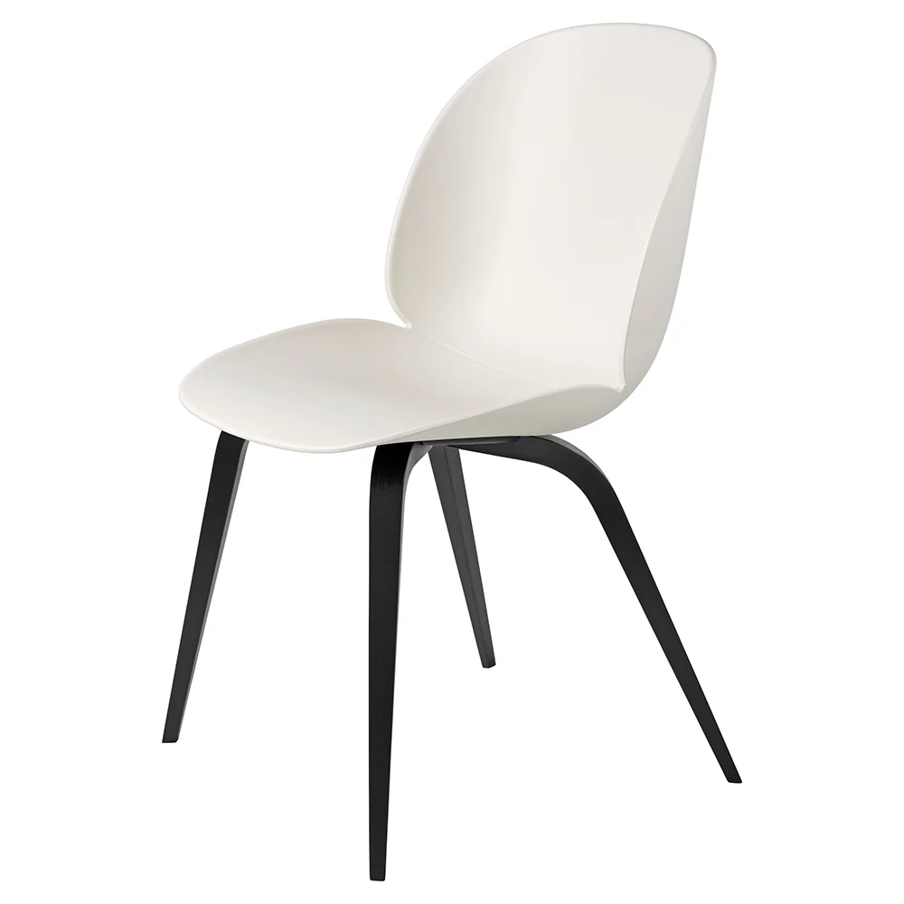 Beetle Unupholstered Dining Chair - Alabaster White, Black Stained Beech Base