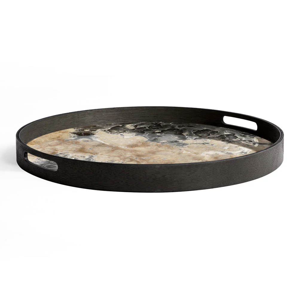 Black Organic Glass Tray - Round, Small - Image 2
