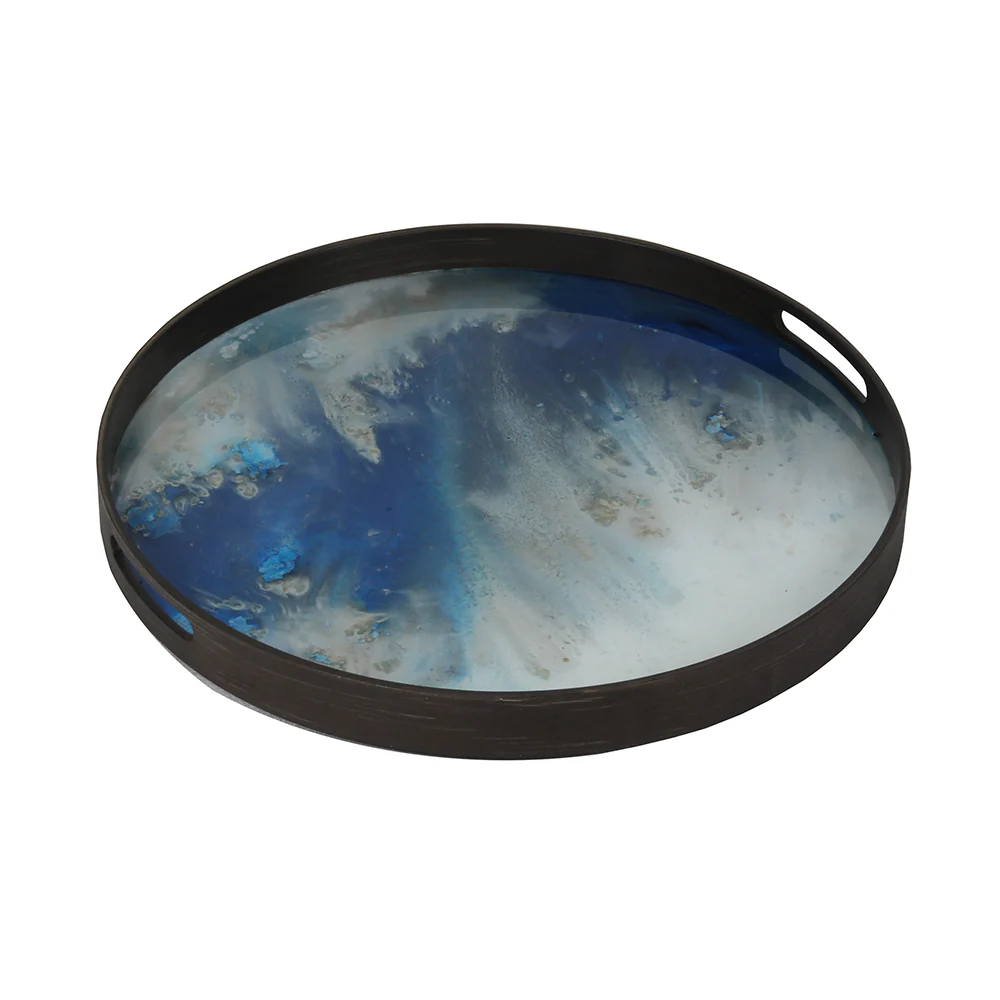 Blue Mist Organic Glass Tray - Round, Small - Image 2