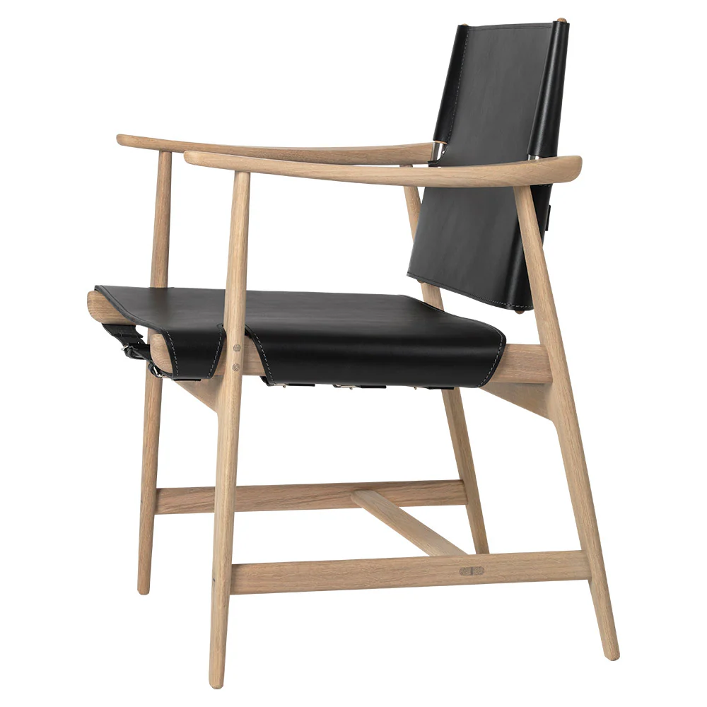 BM1106 Huntsman Dining Chair - Leather, Oak White Oil - Image 2