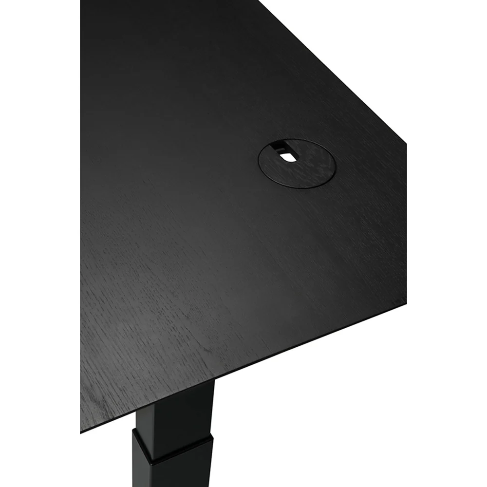 Bok Adjustable Desk - Black Oak Top, Black Base, With Cable Management - Image 4