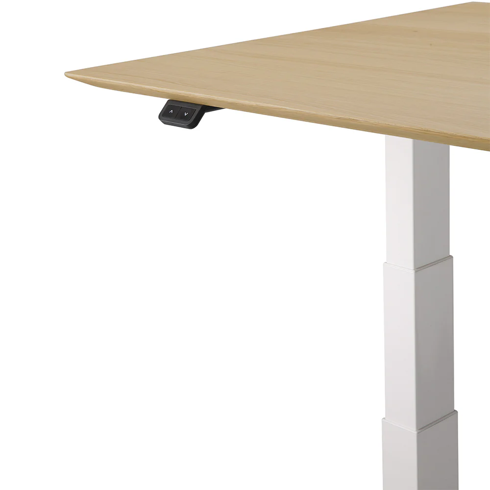 Bok Adjustable Desk - Oak Top, White Base, With Cable Management - Image 6