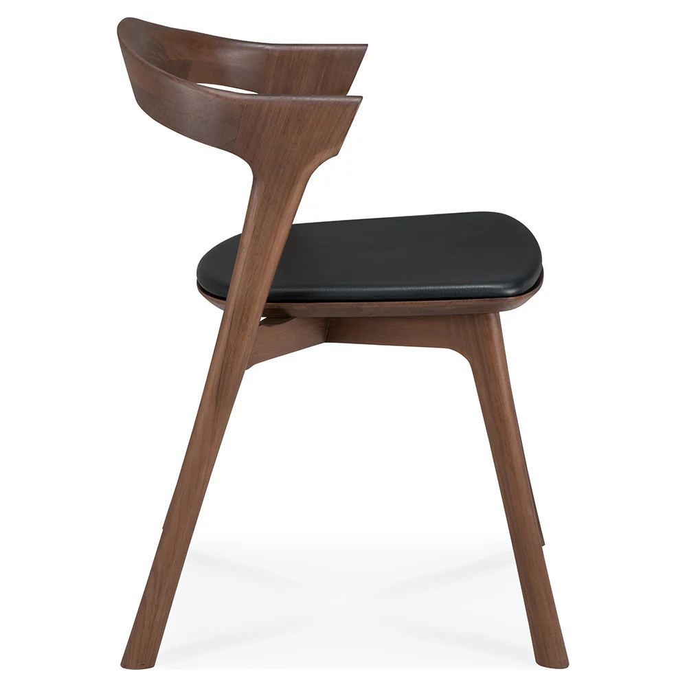 Bok Dining Chair - Black Leather, Brown Teak - Image 2