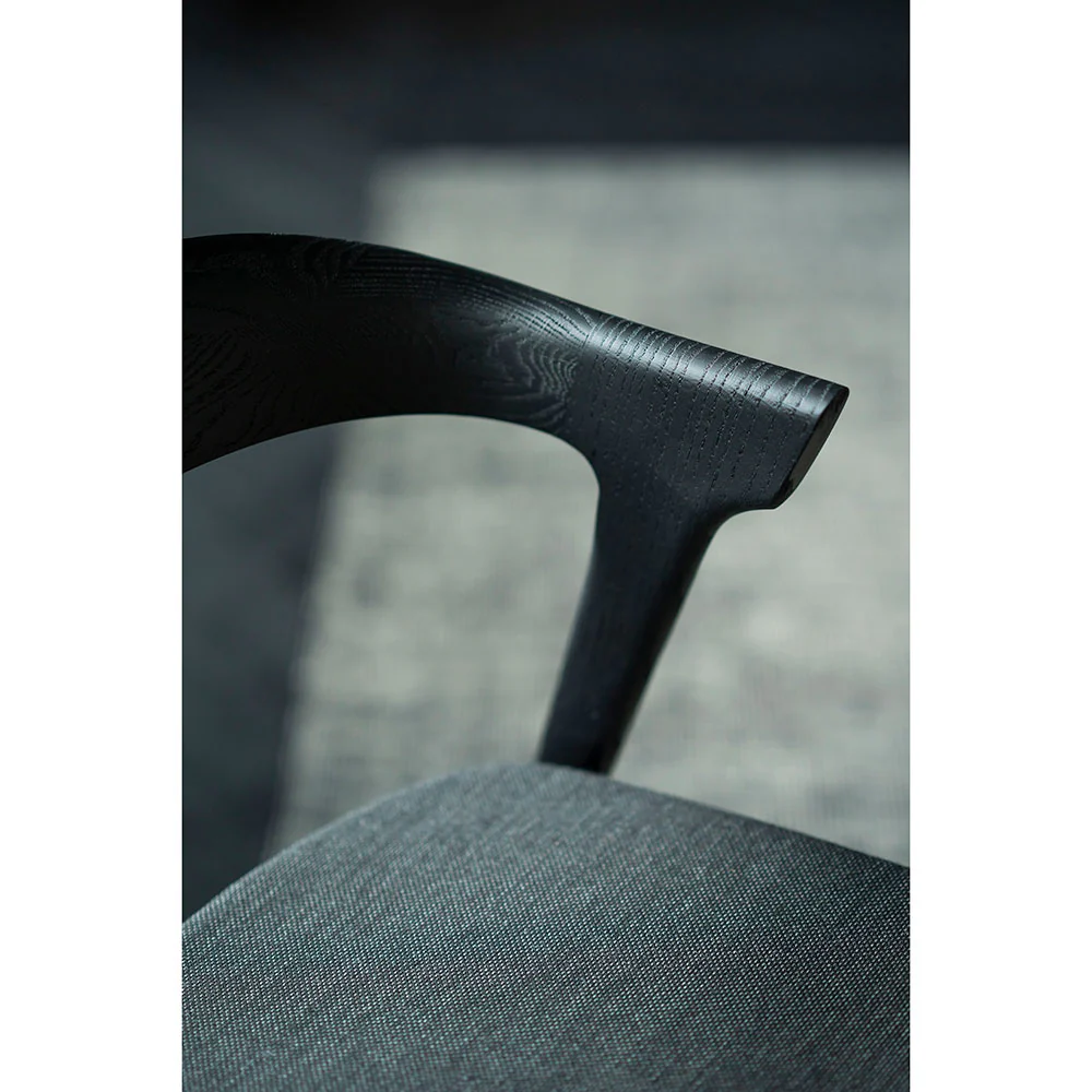 Bok Dining Chair - Soft Black Fabric, Black Oak - Image 8