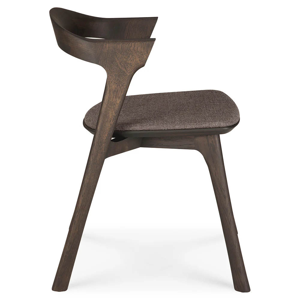 Bok Dining Chair - Warm Brown Fabric, Brown Oak - Image 3