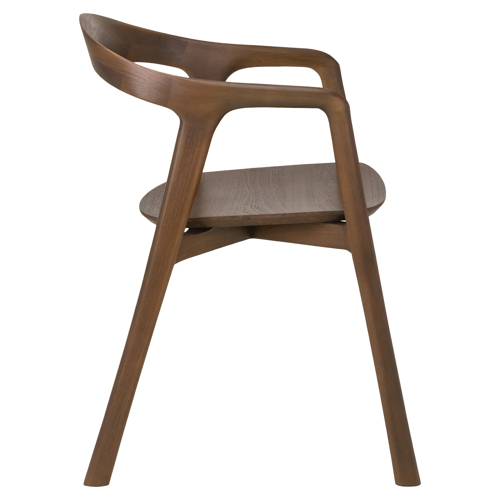 Bok Dining Chair With Armrest - Brown Teak - Image 3