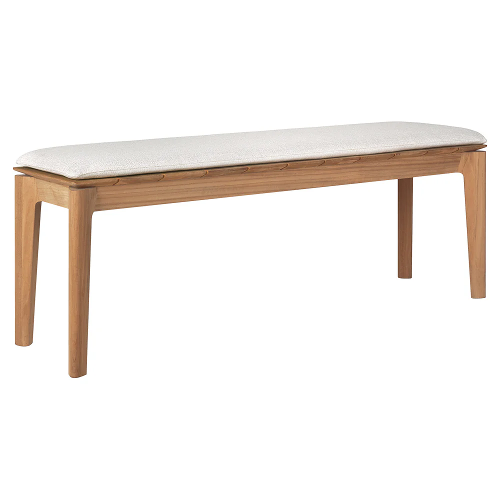 Bok Outdoor Bench - Teak, Off White Cushion - Image 2