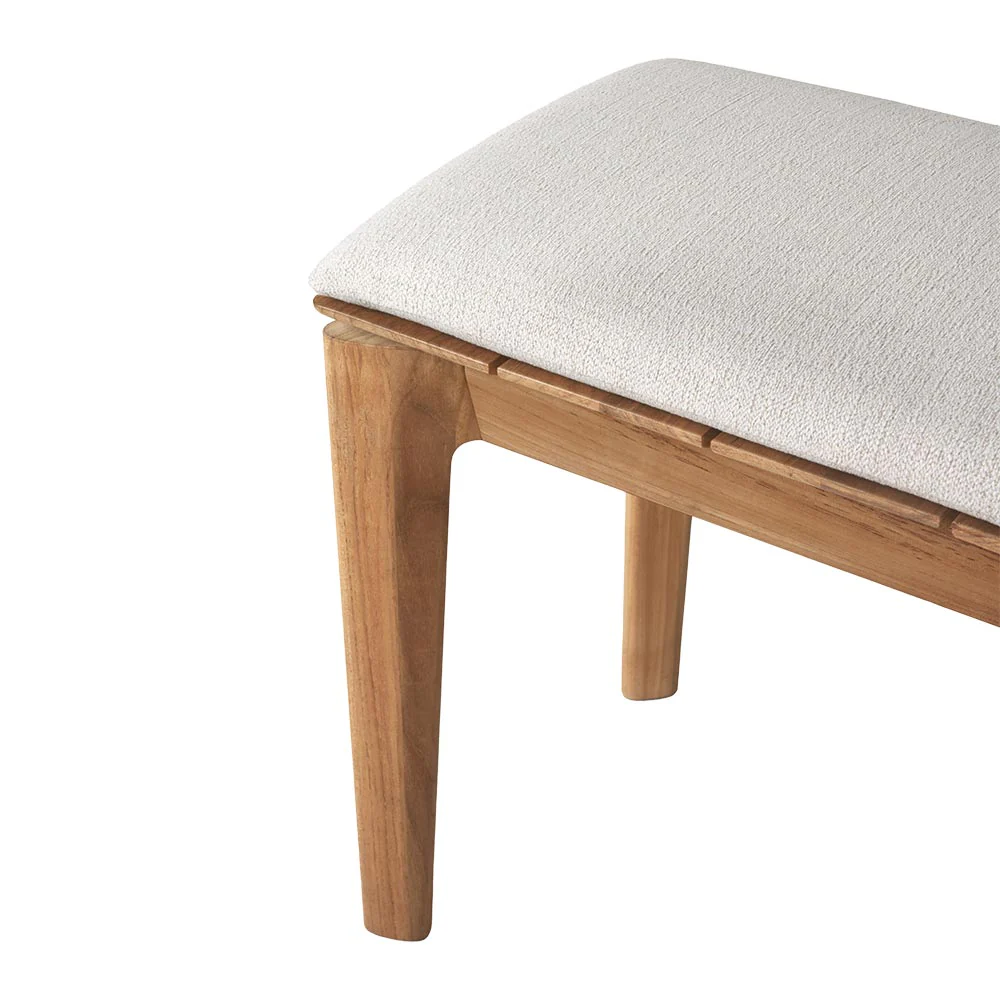 Bok Outdoor Bench - Teak, Off White Cushion - Image 3