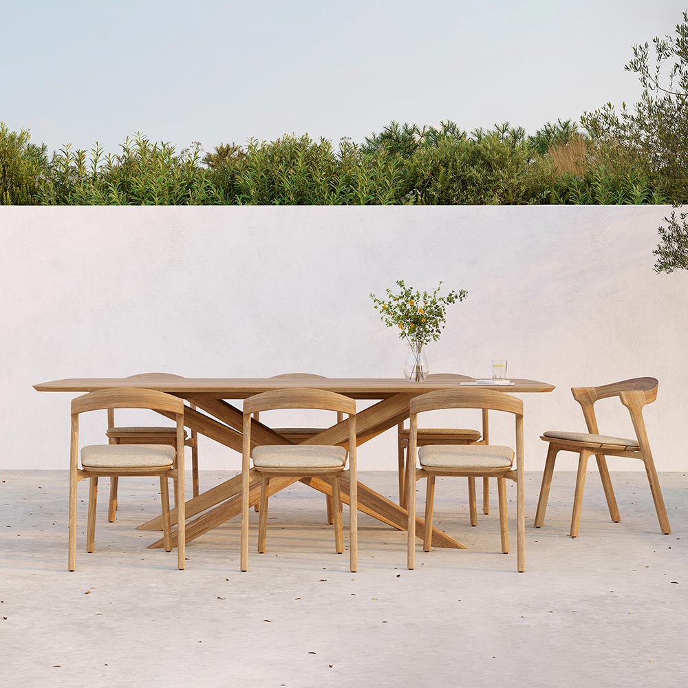 Bok Outdoor Dining Chair - Teak, Natural Cushion - Image 6