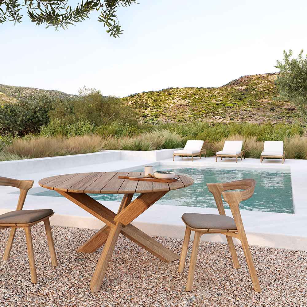 Bok Outdoor Dining Chair - Teak, Mocha Cushion - Image 6
