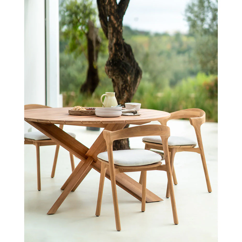 Bok Outdoor Dining Chair - Teak, Off White Cushion - Image 9