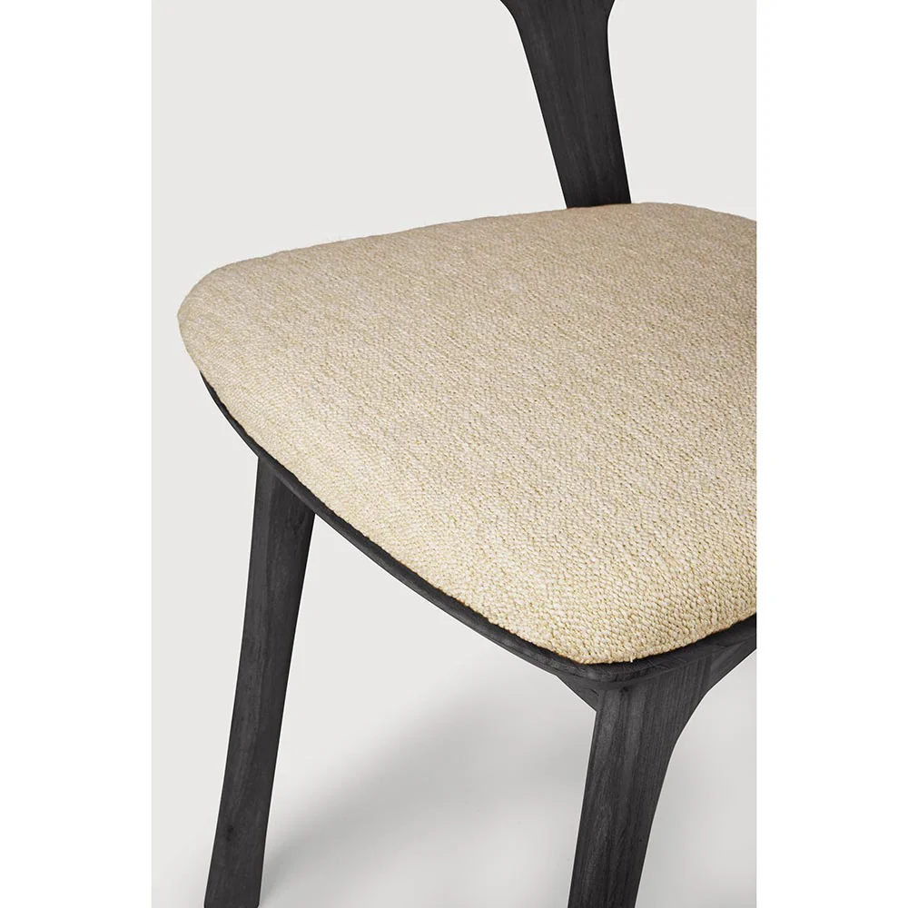 Bok Outdoor Dining Chair - Black Teak, Natural Cushion - Image 4