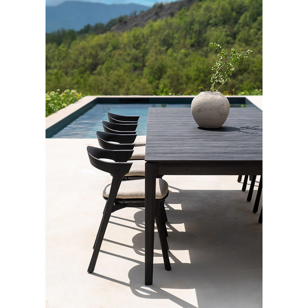 Bok Outdoor Dining Chair - Black Teak, Natural Cushion - Image 9